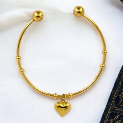 Pulsera Brazalete Acero Dorado Corazón