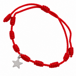 Pulsera 7 nudos roja Estrella Acero