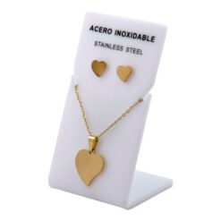 Conjunto Acero Dorado Corazón liso mod  83