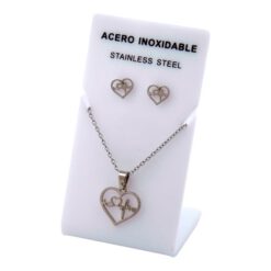 Conjunto Acero Plateado 2 Corazón electro mod  59