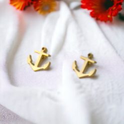 Pendientes Acero Dorado Ancla