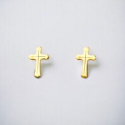 Pendientes Acero Dorado Cruz Mod 02