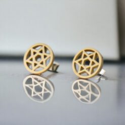 Pendientes Acero Dorado Estrella circulo