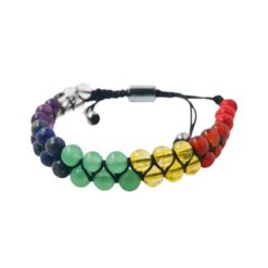 Pulsera Hilo Negro bolas doble 4mm 7 Chakras