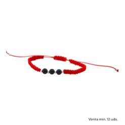 Pulsera Tejida Bola Negra Acero E5797-10