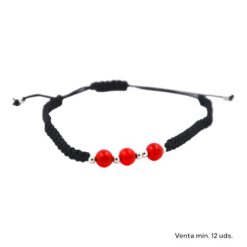 Pulsera Tejida Bola Roja Acero E5797-10