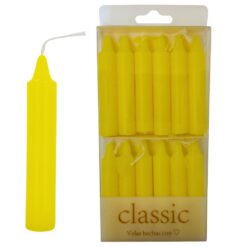 Velas bujía pequeñas 8cm - 10g Pack 12uds Amarillo