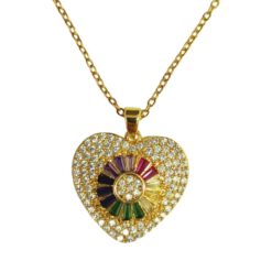 Colgante Acero dorado Corazón Circonitas Mod  04