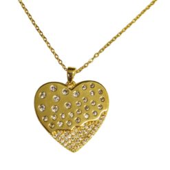 Colgante Acero dorado Corazón circonitas Mod  01