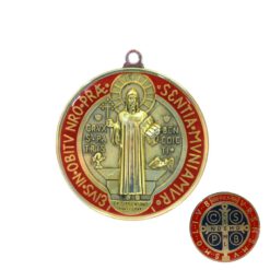 Medalla San Benito Mediano - ø9cm - ROJO