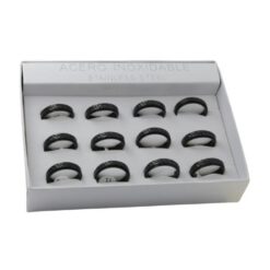 SET 12 ANILLOS DE ACERO – MOD  19 ANTIESTRES NEGRA