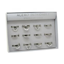 SET 12 ANILLOS DE ACERO – MOD  22 CIRCONITAS