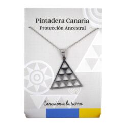 Alternative view of Colgante Acero Plateado Pintadera Canaria Triángul