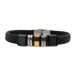 Pulsera acero polipiel Hombre 78