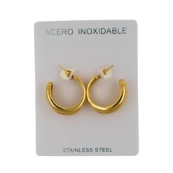 Pendientes Acero Dorado Arete ancho mod 3 25mm - 6