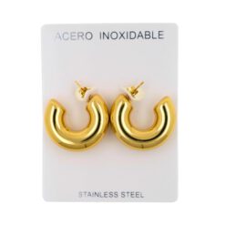 Pendientes Acero Dorado Aro Grueso 30mm - 5