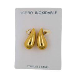 Pendientes Acero Dorado gota de agua 30mm - 5