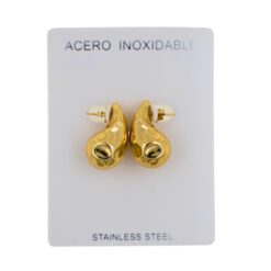 Pendientes Acero Dorado gota de agua irregular - 6