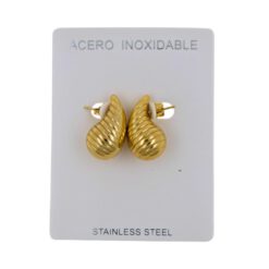 Pendientes Acero Dorado gota de agua linea - 6