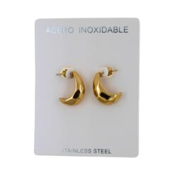 Pendientes Acero Dorado media luna rombos 20mm - 6