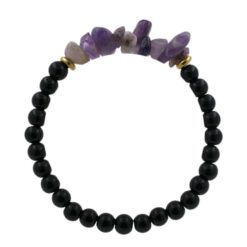 Pulsera Mineral Obsidiana Chips Amatista REF  4