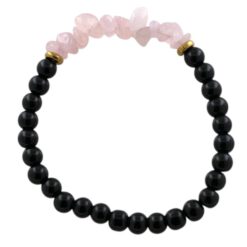 Pulsera Mineral Obsidiana Chips Cuarzo Rosa REF 4