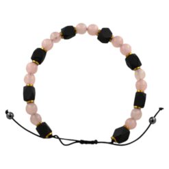 Pulsera ajustable Cuarzo Rosa con Azabache REF  9