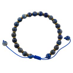 Pulsera ajustable Lapislazuli 6MM acero dorado 7