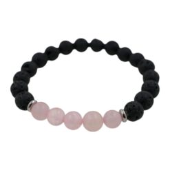 Pulsera de Lava con mineral - CUARZO ROSA