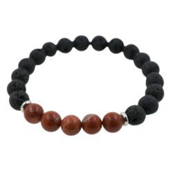 Pulsera de Lava con mineral - JASPE ROJO