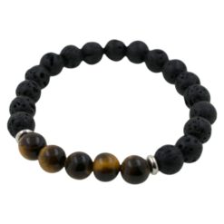 Pulsera de Lava con mineral - OJO DE TIGRE