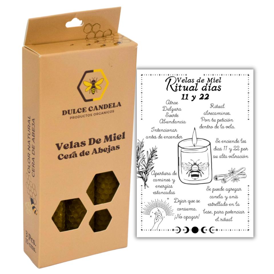 Vela bujía Miel 15cms Pack 3 Pcs - DULCE CANDELA