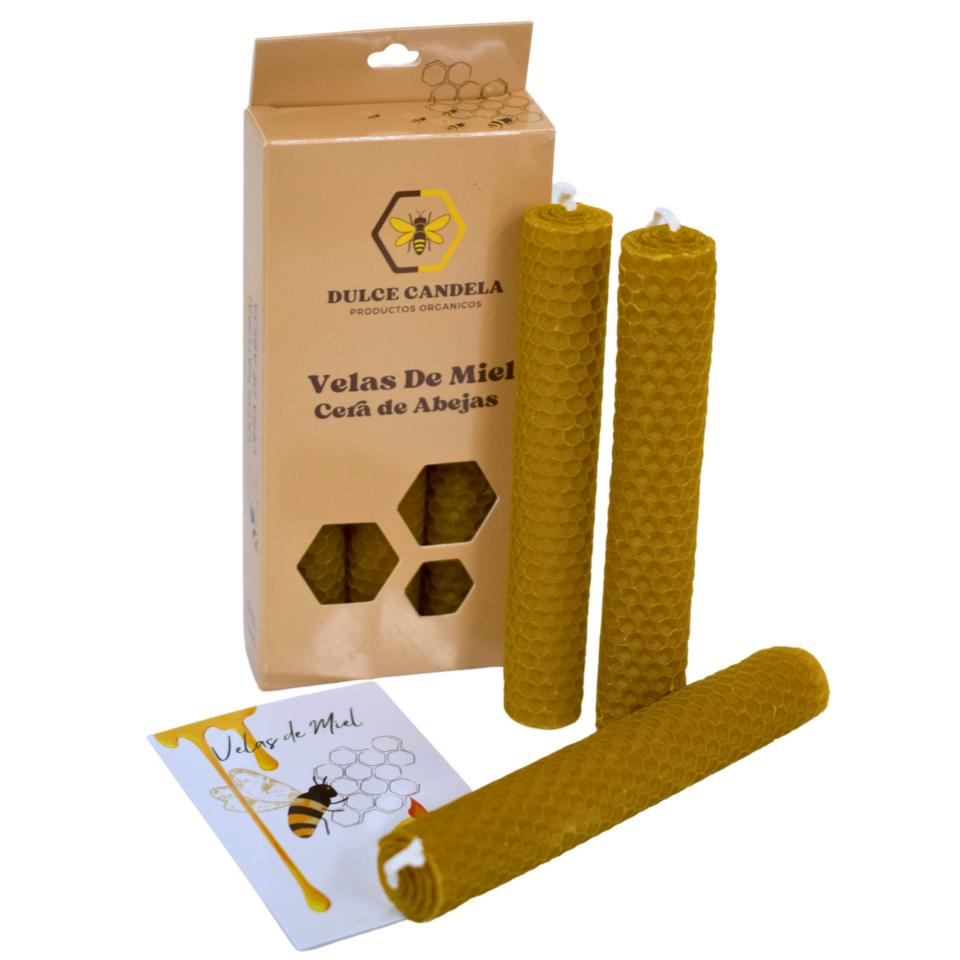 Vela bujía Miel 15cms Pack 3 Pcs - DULCE CANDELA