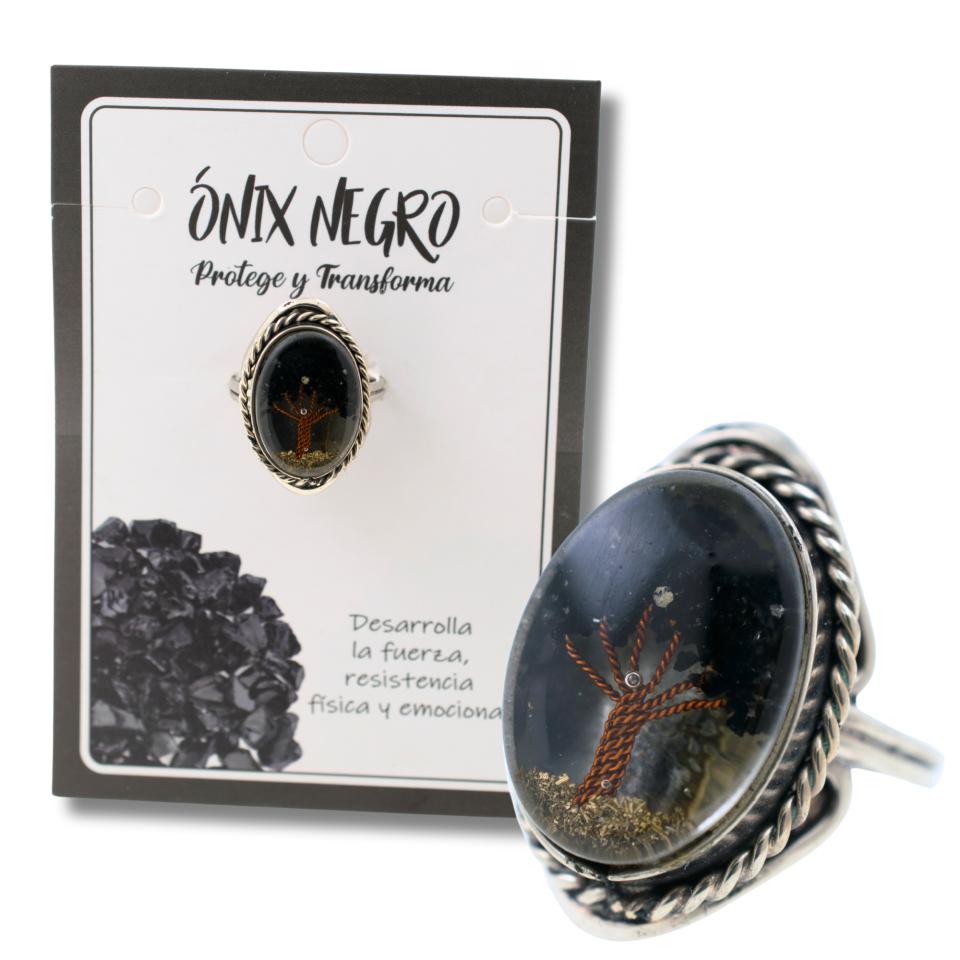 Anillo Alpaca Árbol ÓNIX NEGRO REF 6