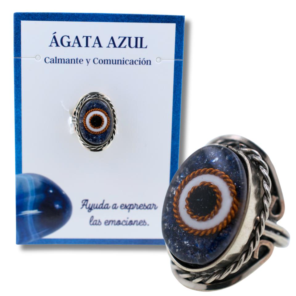 Anillo Alpaca Ojo ÁGATA AZUL REF 6