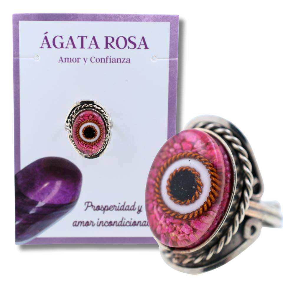 Anillo Alpaca Ojo ÁGATA ROSA REF 6