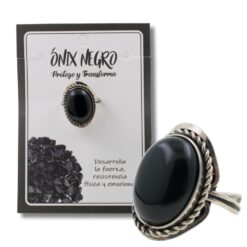 Anillo Alpaca mineral pulido ONIX NEGRO REF  7