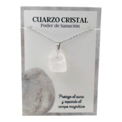 Colgante Acero Mineral de Cuarzo Cristal REF 3