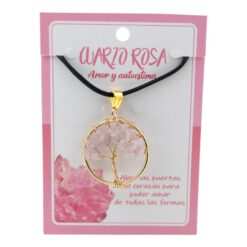 Colgante Árbol de la Vida Cuarzo Rosa Dorado REF 4