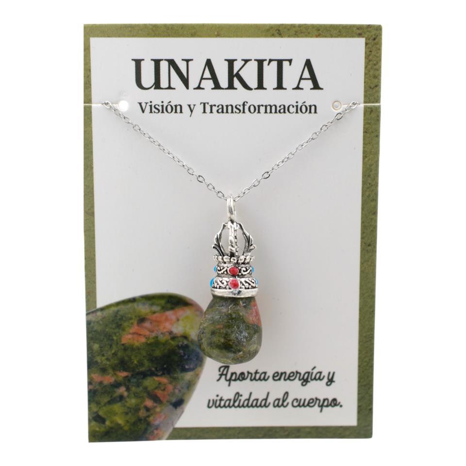 Colgante acero Dorge Vajra con Unakita REF 5