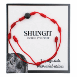PULSERA 7 NUDOS CON UNA BOLA SHUNGIT - ROJA