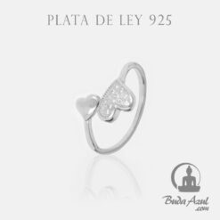 Anillo Plata DOS CORAZONES CIRCONITAS REF  490