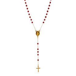 Colgante Acero Rosario ROJO 3mm - DORADO