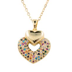 Colgante Acero dorado Corazón circonita Mod  20