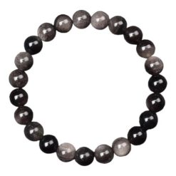 PULSERA MINERAL OBSIDIANA PLATEADA 8MM REF  6