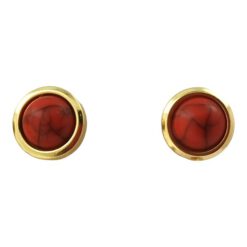 Pendientes Acero Dorado Piedra Roja