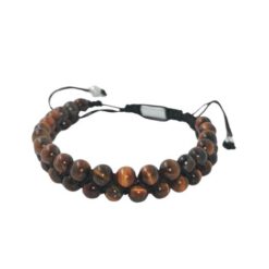 Pulsera Hilo Negro bolas doble 4mm Ojo de Tigre