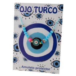 Pulsera Hilo Ajustable Celeste OJO TURCO brillante