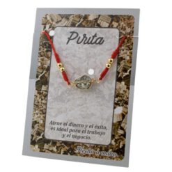 Pulsera Hilo Rojo Ajustable con mineral PIRITA