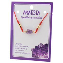 Pulsera Hilo Rojo Ajustable mineral AMATISTA